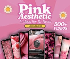 Coquette pink aesthetic faceless Instagram Reels, ready-to-edit Canva templates with PLR and MRR rights for digital marketing.
