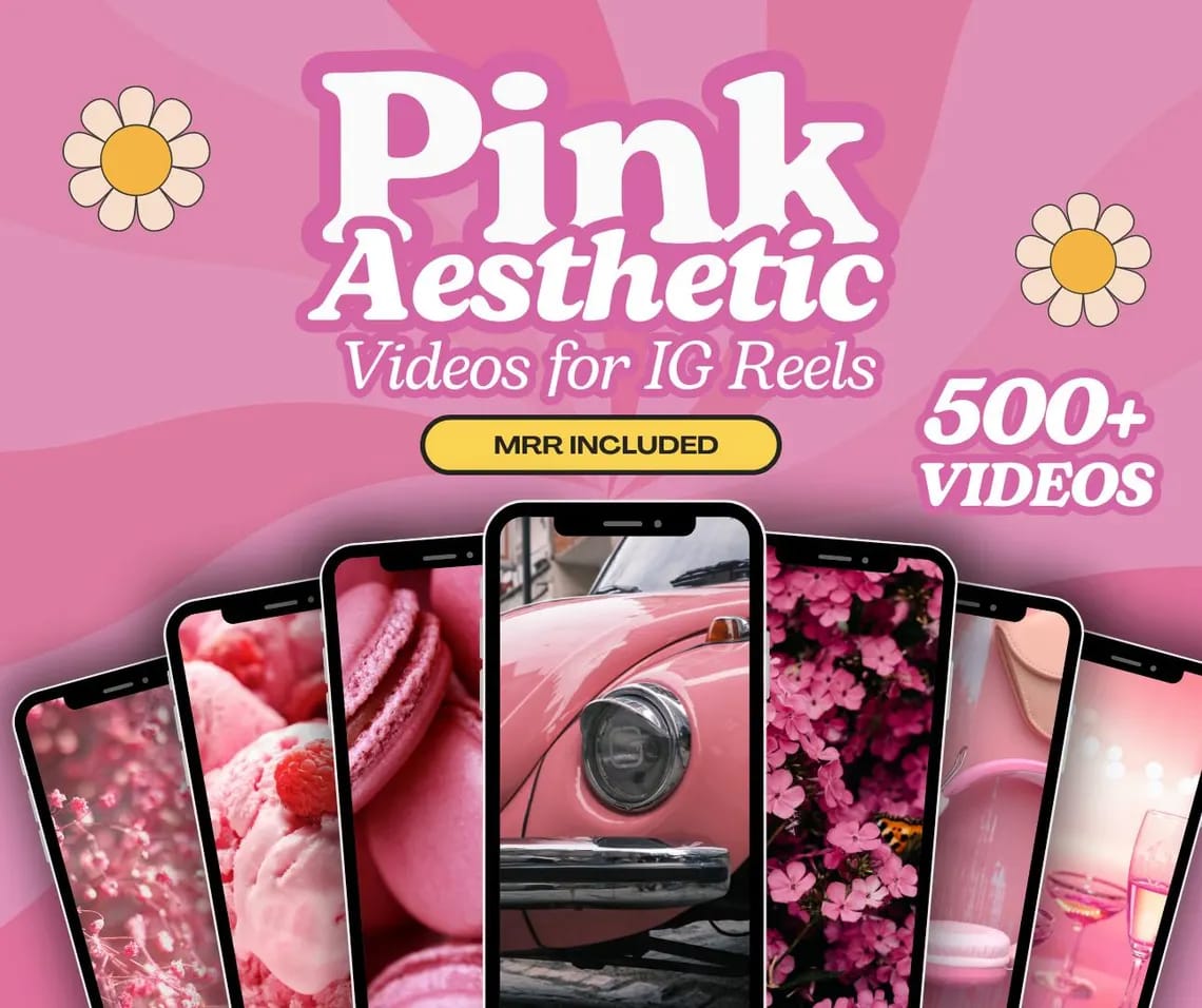 Coquette pink aesthetic faceless Instagram Reels, ready-to-edit Canva templates with PLR and MRR rights for digital marketing.