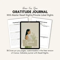 Gratitude Journal with resell rights Editable Canva gratitude journal Customizable PLR gratitude journal Digital gratitude journal for self-reflection