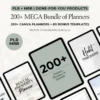 200+ Canva Planner Templates with MRR and PLR, editable digital planners for personal and commercial use.