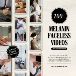 Melanin-focused faceless video reels bundle Editable Canva templates with MRR/PLR Faceless melanin reels for Instagram/TikTok Aesthetic marketing videos with master resell rights