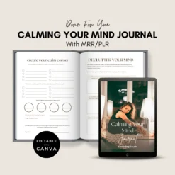 Calming journal with resell rights Mindfulness journal with PLR Editable Canva calming journal Digital relaxation journal with MRR