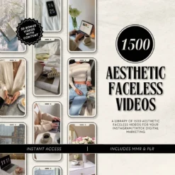 Faceless aesthetic reels bundle Editable Canva templates with MRR/PLR Faceless marketing reels for Instagram/TikTok High-res aesthetic digital content for faceless marketing