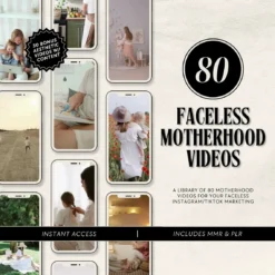 Faceless motherhood reels bundle for Instagram and TikTok Motherhood-themed faceless marketing reels with MRR/PLR Editable Canva templates for social media marketing Aesthetic faceless motherhood reels for digital marketing