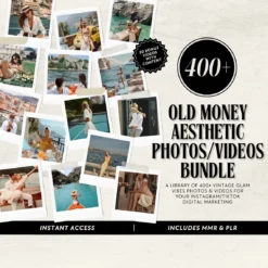 Old Money aesthetic photos for digital marketing Vintage luxury Instagram content High-resolution faceless reels for branding PLR and MRR aesthetic content bundle