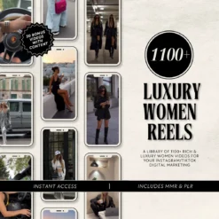Luxury women faceless reels bundle Rich girl lifestyle videos with MRR/PLR Editable Canva templates for luxury women reels High-res digital content for Instagram/TikTok