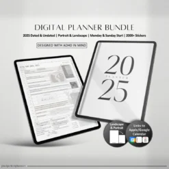 2025 Digital Planner Bundle for Goodnotes Digital planner for ADHD Digital 2025 planner with calendar integration Organizational planner for Notability Landscape and Portrait digital planners