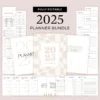 2025 Beige Planner Template with extra covers Customizable 2025 planner in Canva Printable beige planner with 49 pages Neutral aesthetic planner with Canva templates