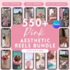 pink aesthetic reels bundle MRR pink videos for Instagram faceless pink aesthetic visuals