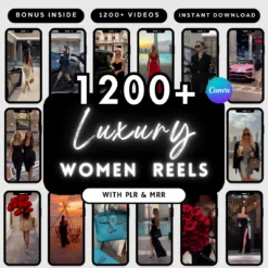 luxury rich woman faceless reels opulent Instagram reels luxury marketing Canva templates MRR and PLR luxury reels bundle