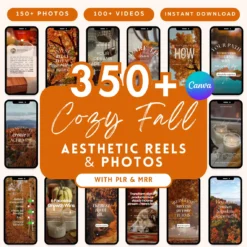 cozy fall faceless reels autumn aesthetic Instagram reels fall Canva editable posts MRR and PLR cozy autumn videos