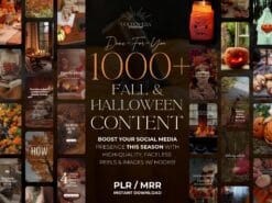 1000+ fall videos and Halloween reels for faceless digital marketing, featuring Canva templates with MRR and PLR for reselling.