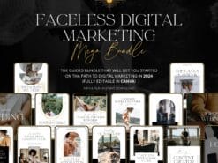 Faceless marketing course guides for Instagram, TikTok, and YouTube. Includes Canva templates with MRR and PLR for reselling and customization.